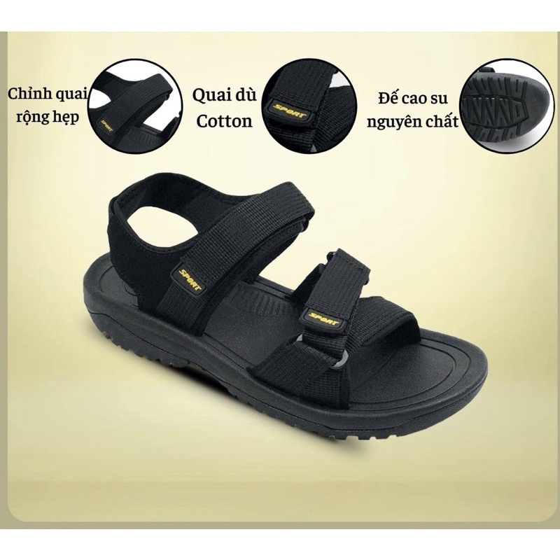 Giày sandal quai hậu nam học sinh, sinh viên Rova RV873 chính hãng quai dù đế cao su đúc màu đen, xám năng động