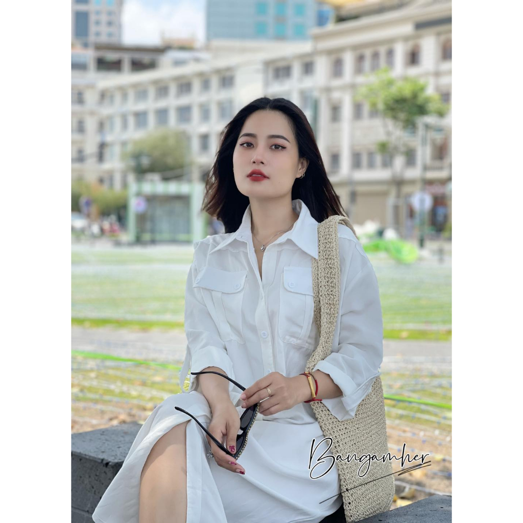 Đầm nữ dáng suông dài trắng vải linen cao cấp phong cách thời trang sang trọng – AMBER