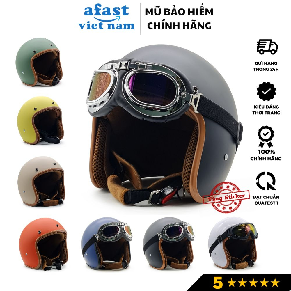 Mũ bảo hiểm 3/4 đầu thời trang, cao cấp HT Helmet, nhiều màu sắc trẻ trung, năng động, Freesize (55-59cm)