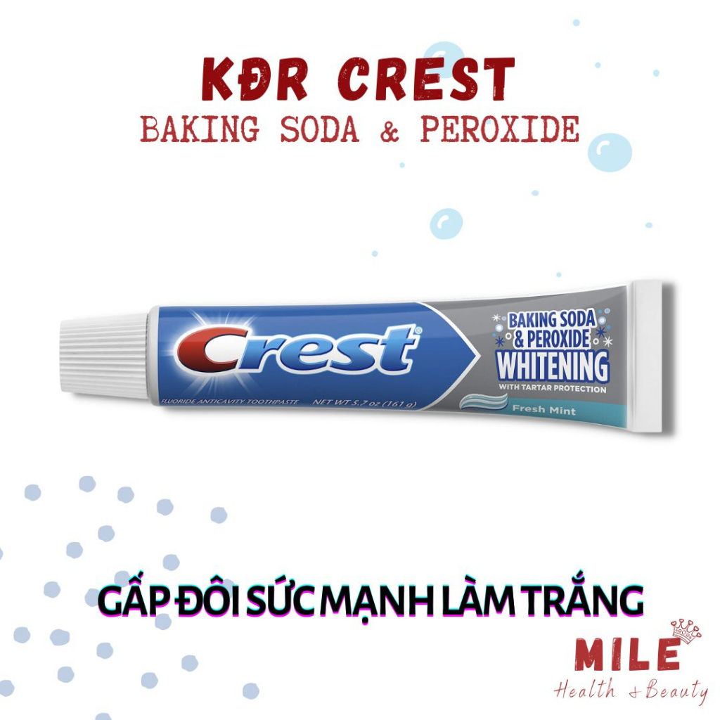 Kem đánh răng Crest baking soda và peroxide làm trắng size lớn 161gr