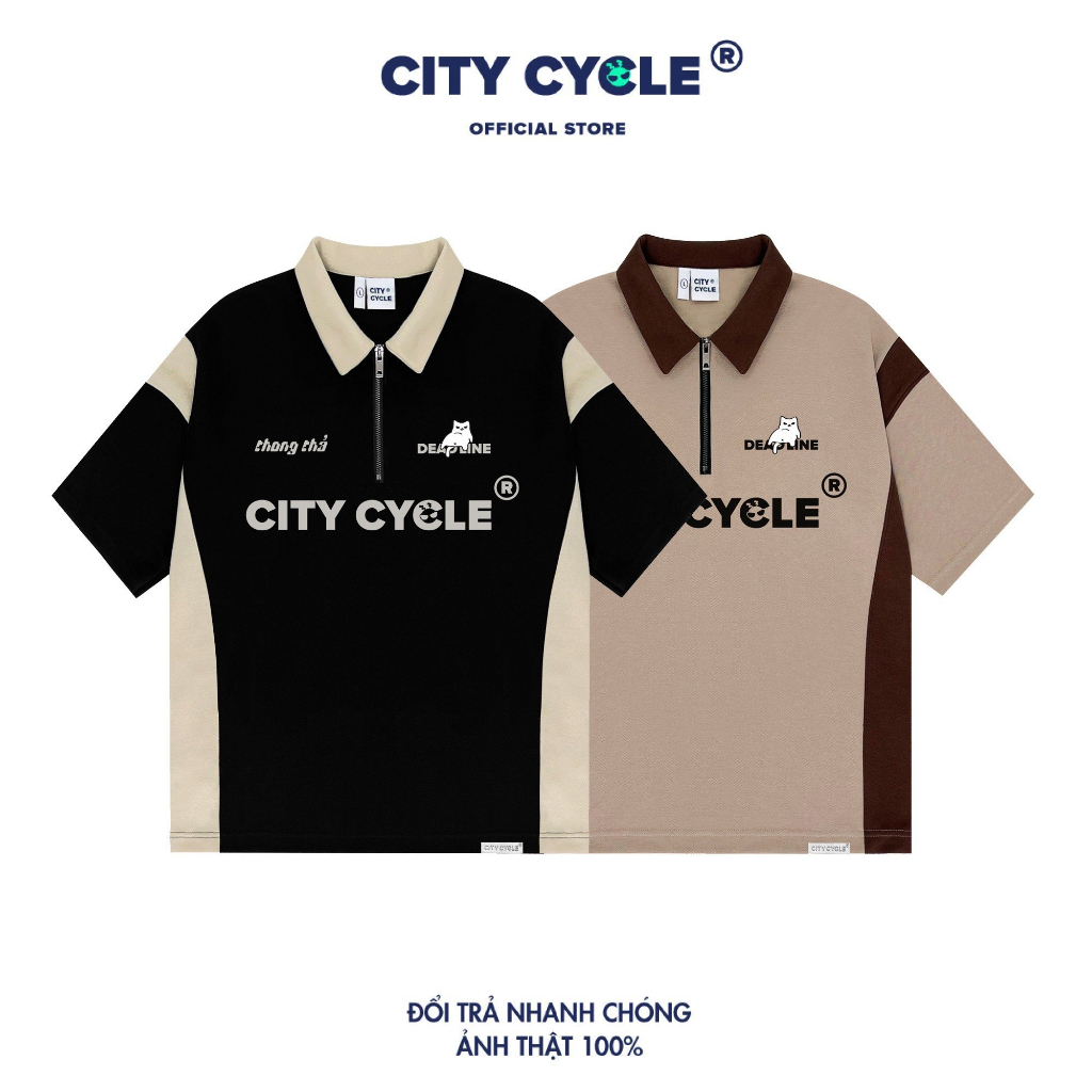 Áo Polo Local Brand Ngắn Tay Zip Sleepy City Cycle cổ bẻ form rộng nam nữ oversize unisex