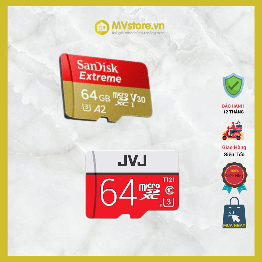 Thẻ nhớ 64GB MicroSDXC Sandisk Extreme A2 160 60 MBs - Thẻ nhớ JVJ Pro U3