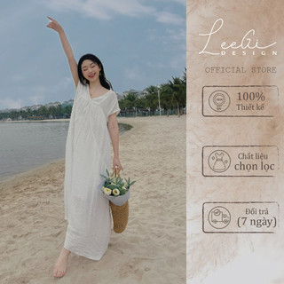 Váy đũi suông cổ tim LeeGi Design phong cách bassic thanh lịch Min6003