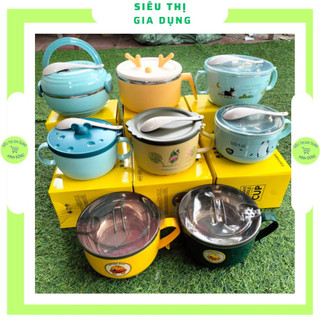 Bát ăn mì có nắp inox giữ nhiệt cute có quai , Ca ăn mì có nắp đậy , Bát úp mì có nắp