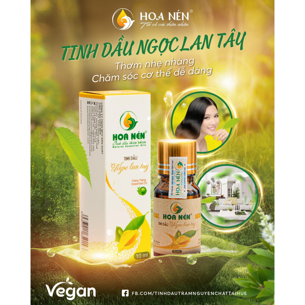 Tinh dầu Hoa Ngọc lan tây nguyên chất - Hoa Nén - Hương hoa thơm mát, khử mùi, ẩm mốc, đuổi muỗi, côn trùng - 10ml