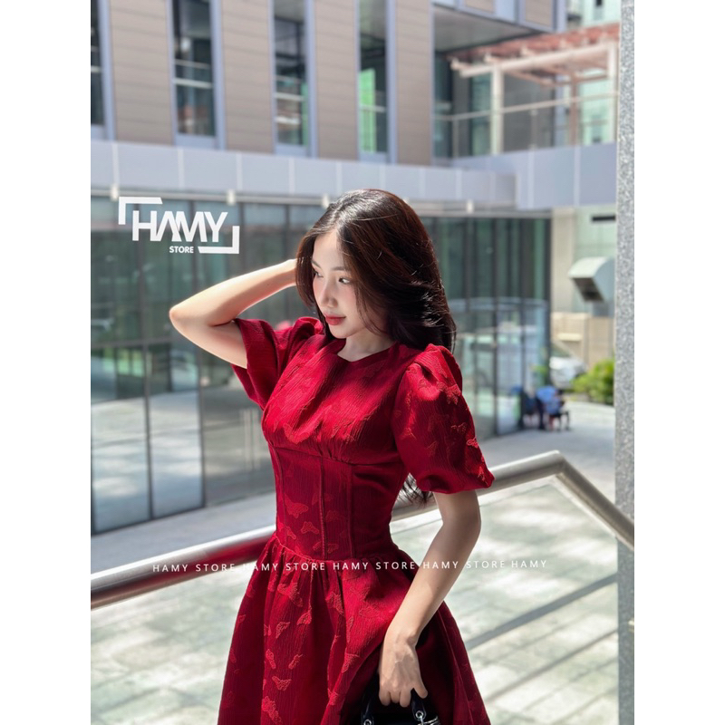 Đầm Nhún Eo Tay Bồng