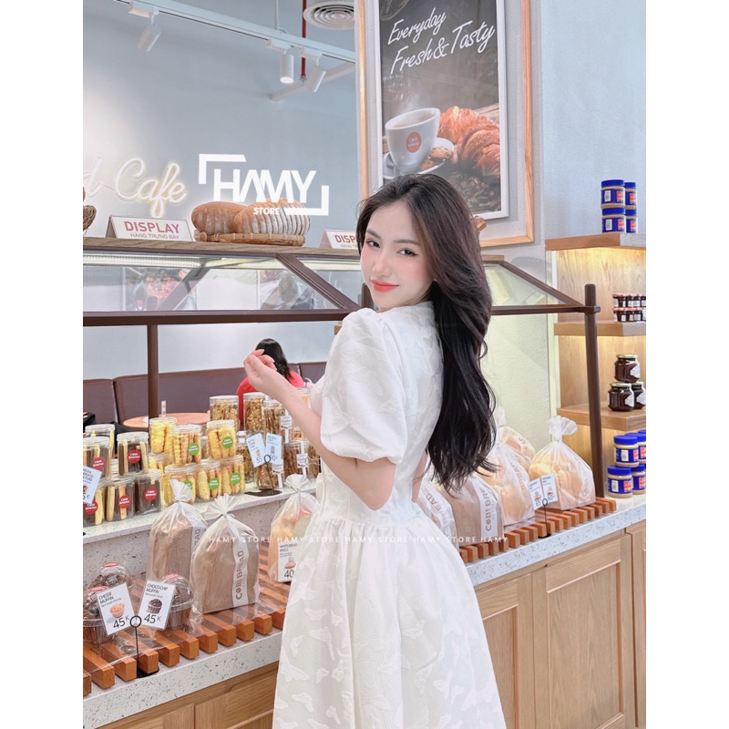 Đầm Nhún Eo Tay Bồng