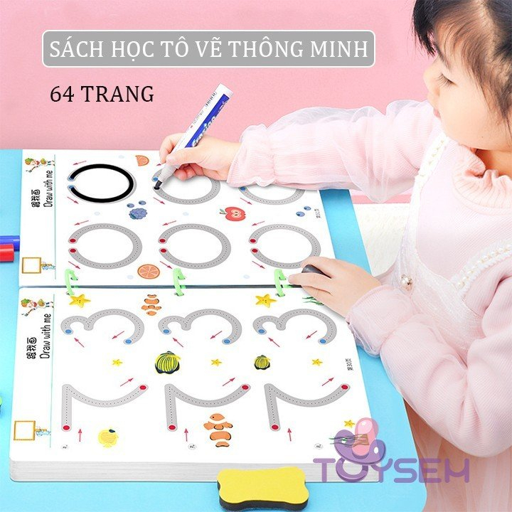 Bộ tập tô vẽ thông minh đồ chơi giáo dục cho bé gồm 64 trang nhiều chủ đề - Quà tặng sinh nhật trẻ em