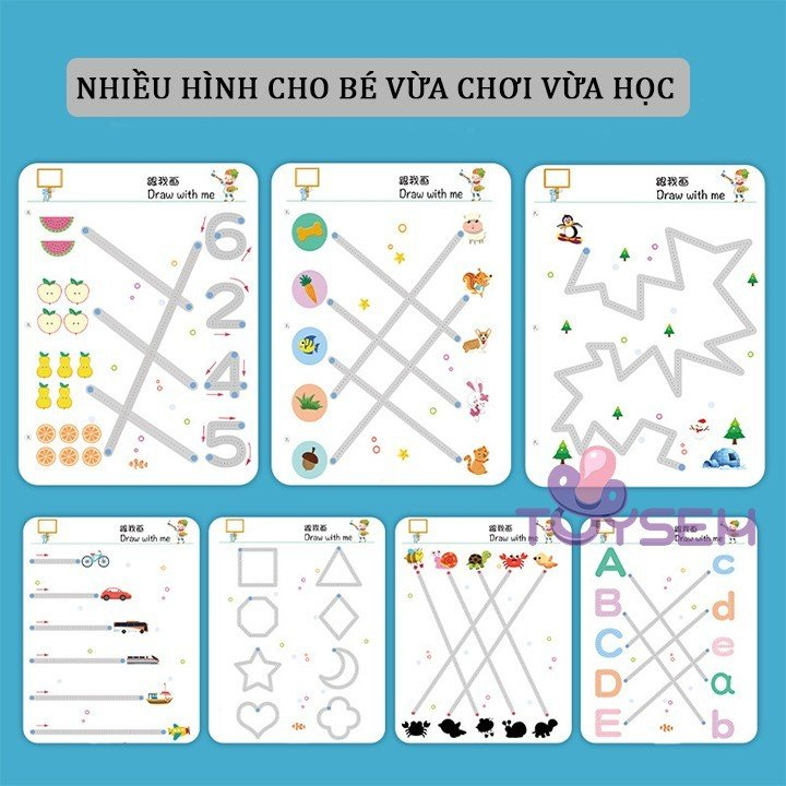 Bộ tập tô vẽ thông minh đồ chơi giáo dục cho bé gồm 64 trang nhiều chủ đề - Quà tặng sinh nhật trẻ em