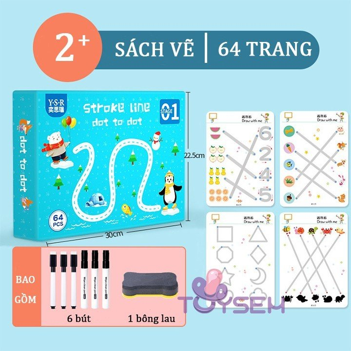 Bộ tập tô vẽ thông minh đồ chơi giáo dục cho bé gồm 64 trang nhiều chủ đề - Quà tặng sinh nhật trẻ em