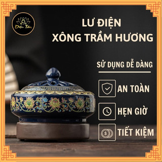 Lư điện lư xông trầm điện có hẹn giờ chỉnh nhiệt gốm sứ cao cấp chịu nhiệt