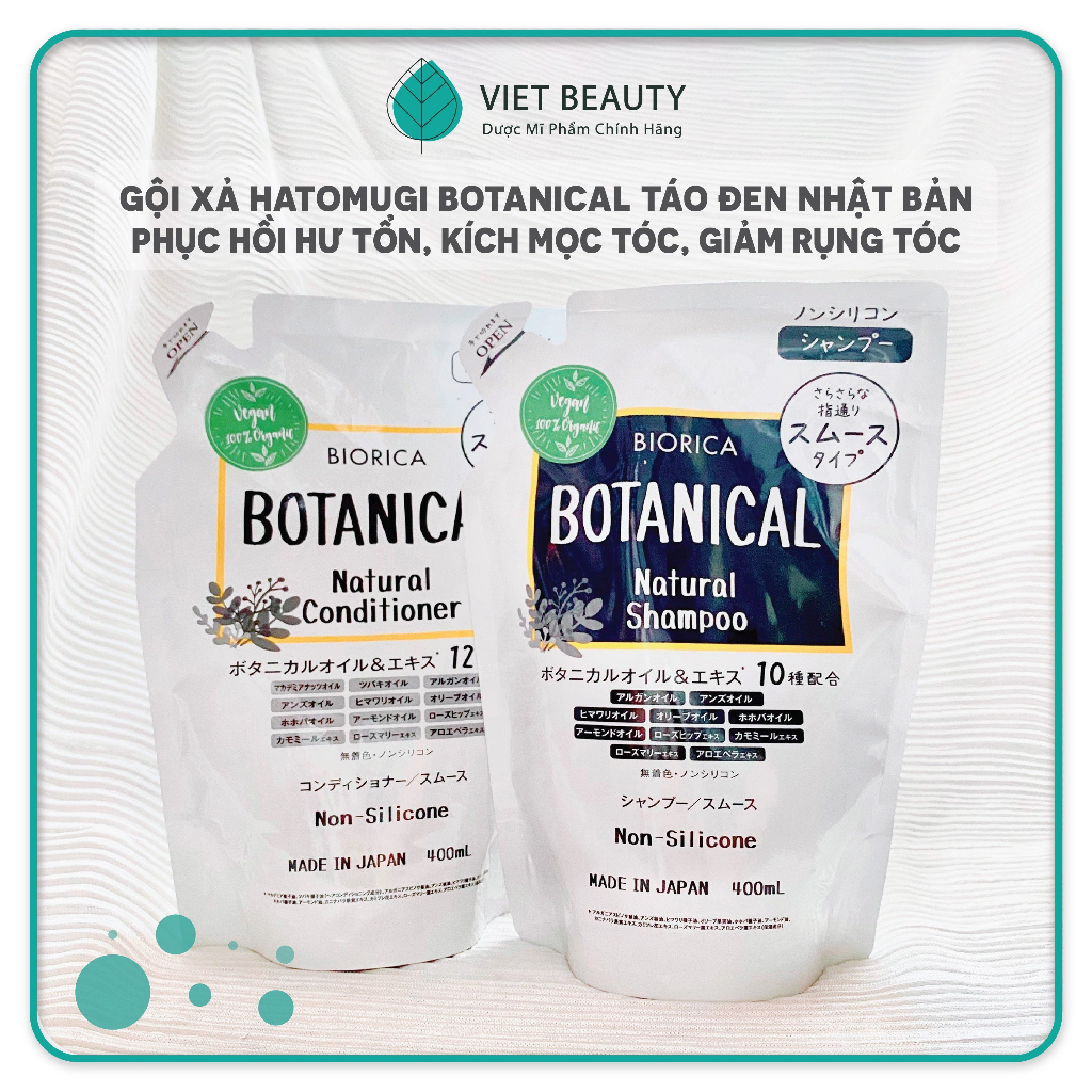 Bill Nhật] Combo Gội xả HATOMUGI BOTANICAL NHẬT giảm rụng/phồng tóc/kiềm dầu & Xịt mọc tóc Minoxidil Bailleul