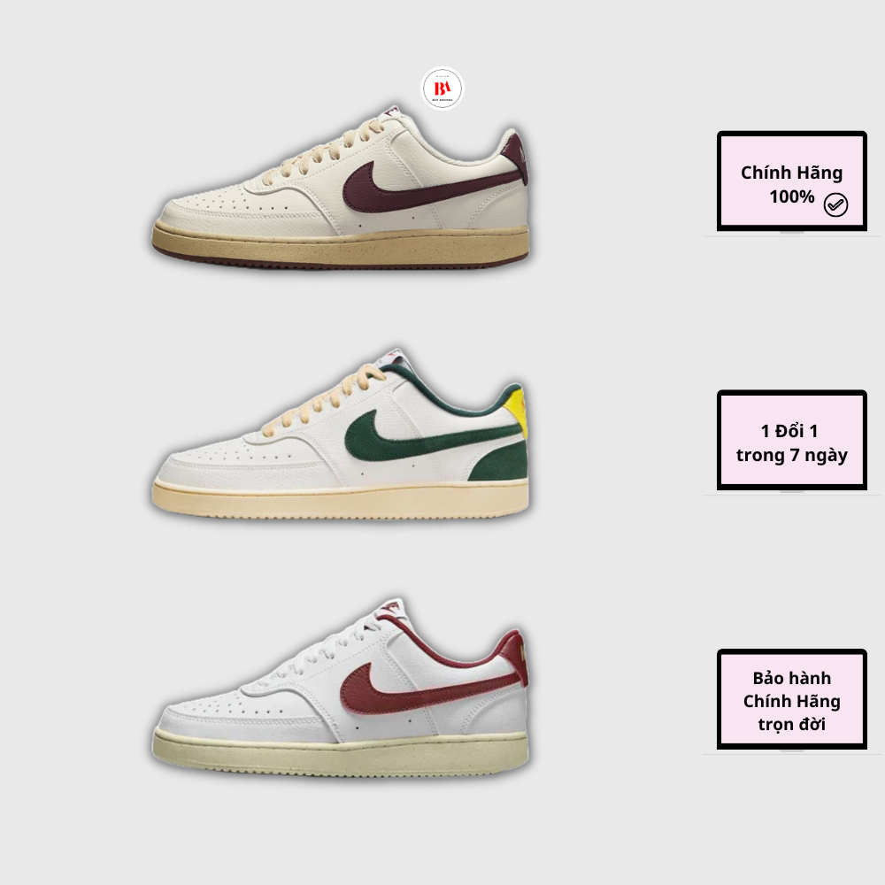 Chính Hãng Giày Nike Court Vision Next Nature Sail Pro Green / Dark Beetroot / White Red Gold