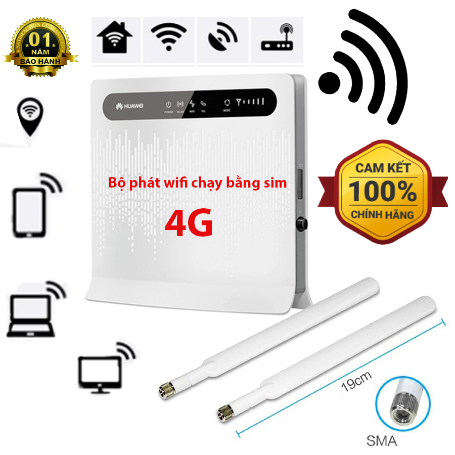 Bộ Phát Wifi 4G Huawei B593s dùng sim tốc độ cao ,dùng cho gia đình, doanh nghiệp , hệ thống camera - tặng kèm Anten