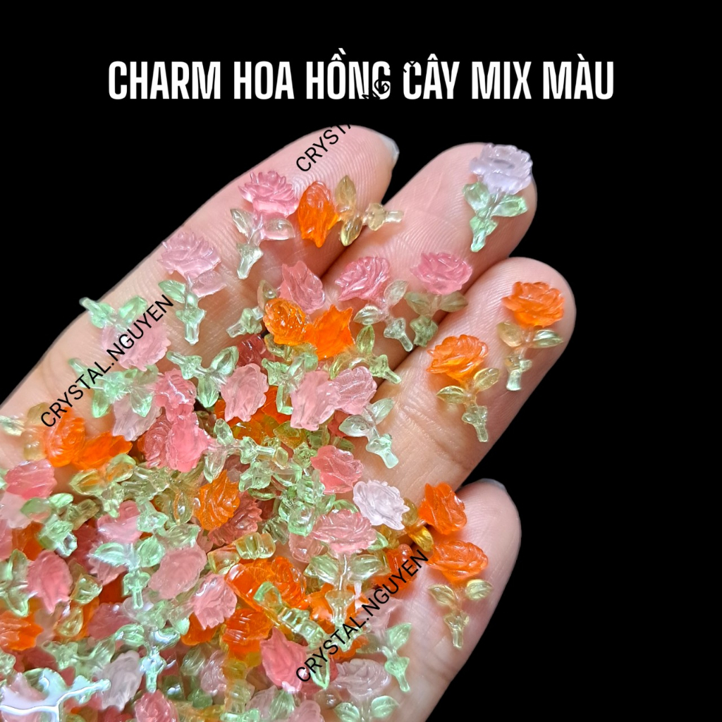 MỚI = CHARM NAIL CÂY HOA HỒNG 11MM