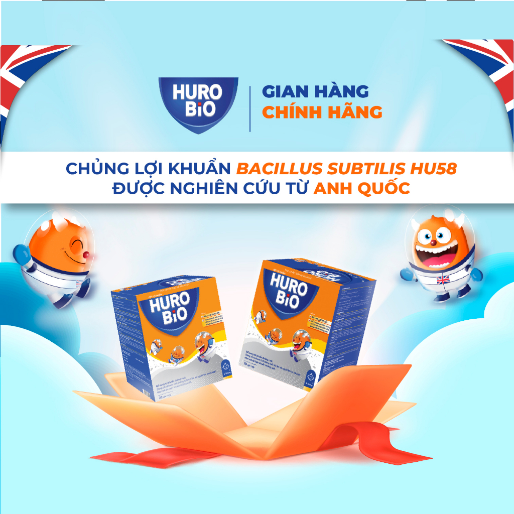 Men vi sinh cho bé HURO BIO bột lợi khuẩn giảm rối loạn tiêu hóa, Táo bón ở trẻ em Hộp