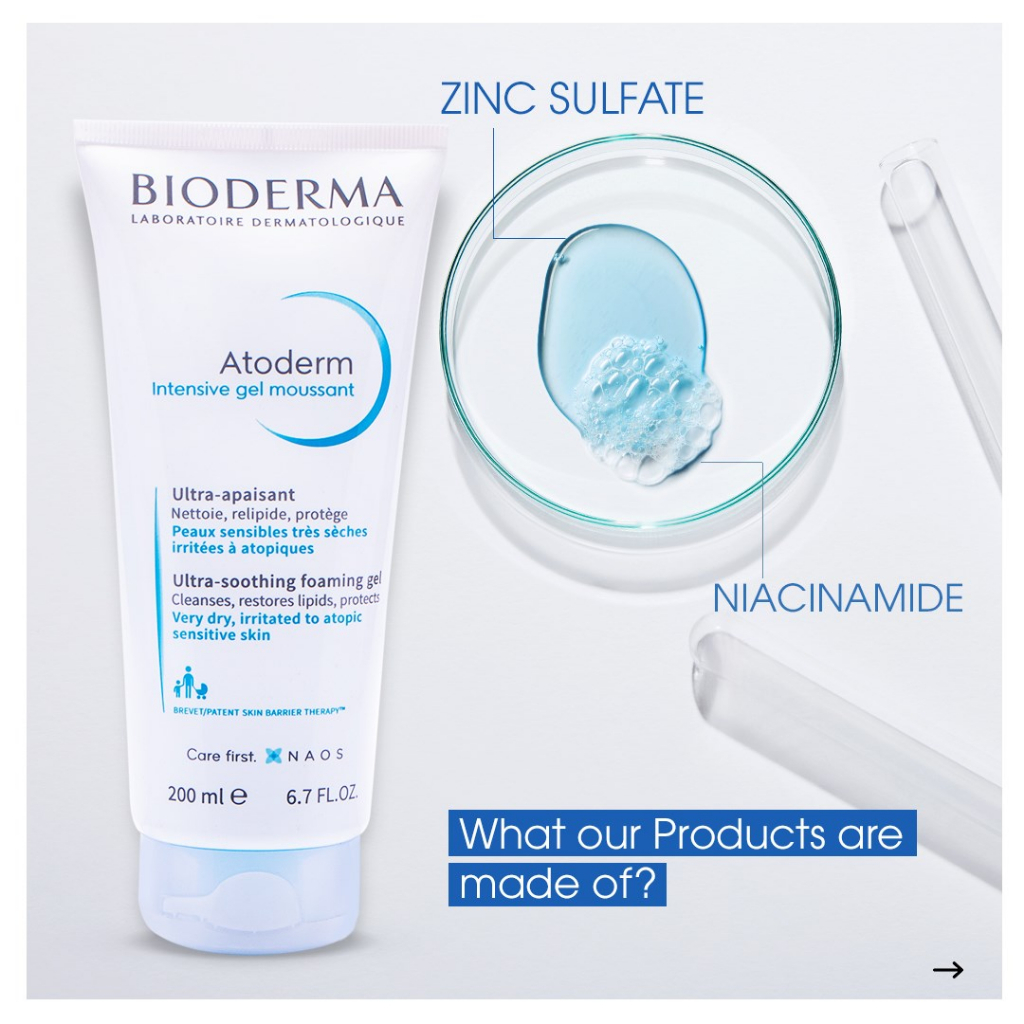 Sữa rửa mặt Bioderma Atoderm Intensive Gel Moussant 200ml - Gel làm sạch dịu nhẹ cho da rất khô và da cơ địa