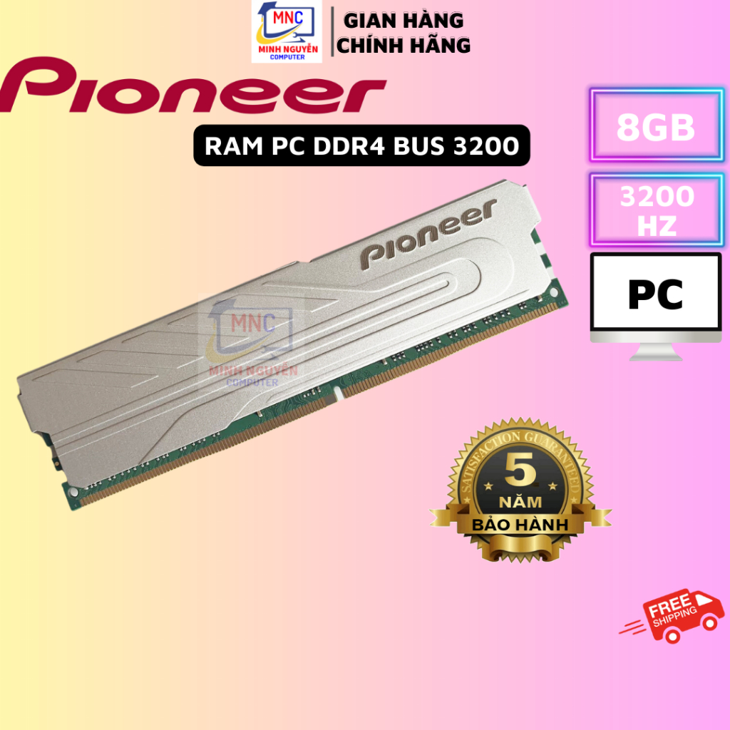 Ram DDR4 8GB/16GB Bus 3200MHz Pioneer dùng cho máy tính PC, Tản nhiệt thép, mới 100%, Chính Hãng - Bảo hành 5 năm