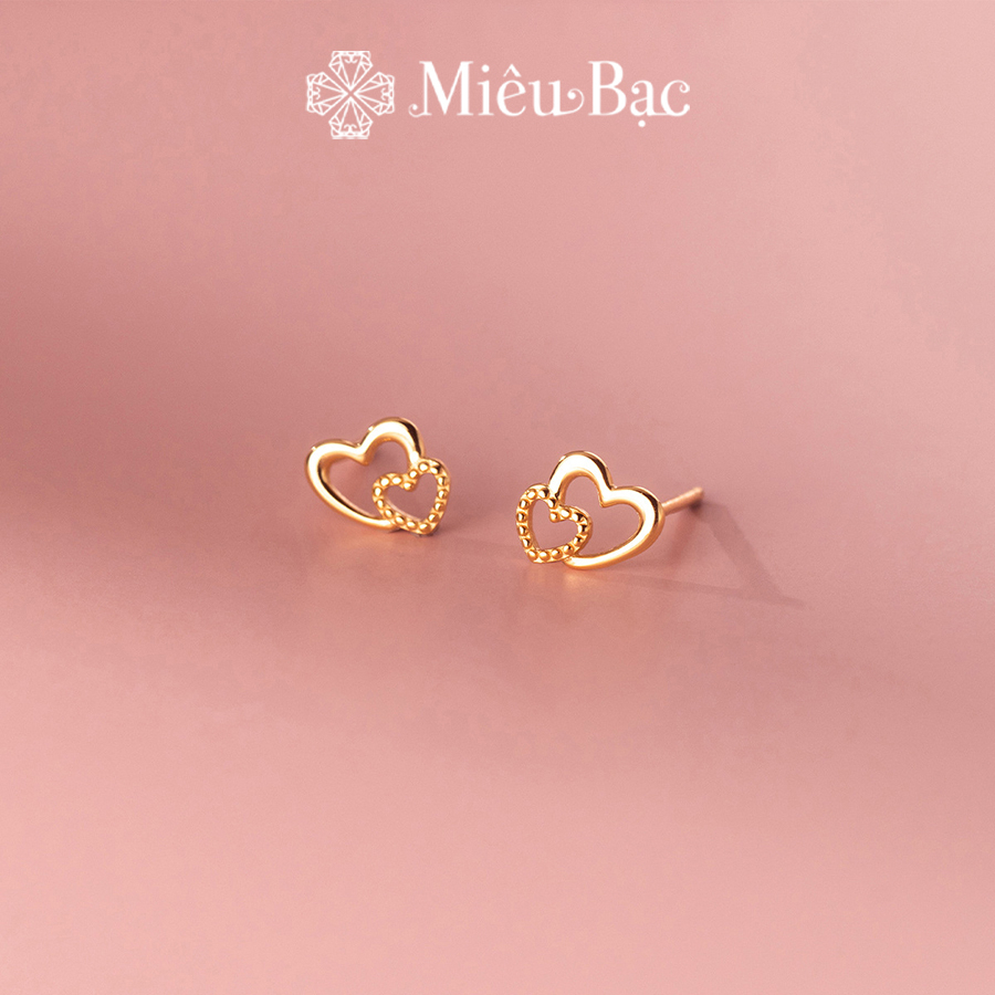 Bông tai bạc nữ Miêu Bạc trái tim dễ thương chất liệu bạc 925 thời trang phụ kiện trang sức MB21