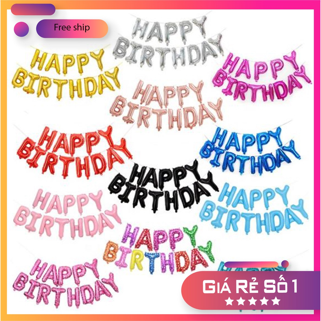 Bộ bóng chữ Happy Birthday trang trí sinh nhật 16 inch 40 cm