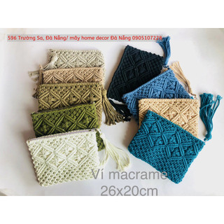 Túi Ví Len Macrame siêu cool, handmade không có dây đeo, kích thước 26*20 cm, Có Dây Đeo Và Không Có Dây Đeo
