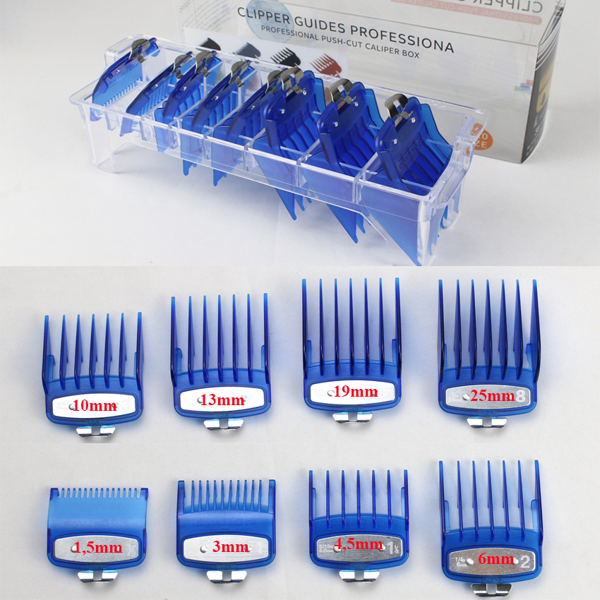 Cữ Tông Đơ 8 Chiếc Gá Thép, Độ Dài Từ 1,5mm đến 25mm Đáp Ứng Đầy Đủ Nhu Cầu Thợ Tóc