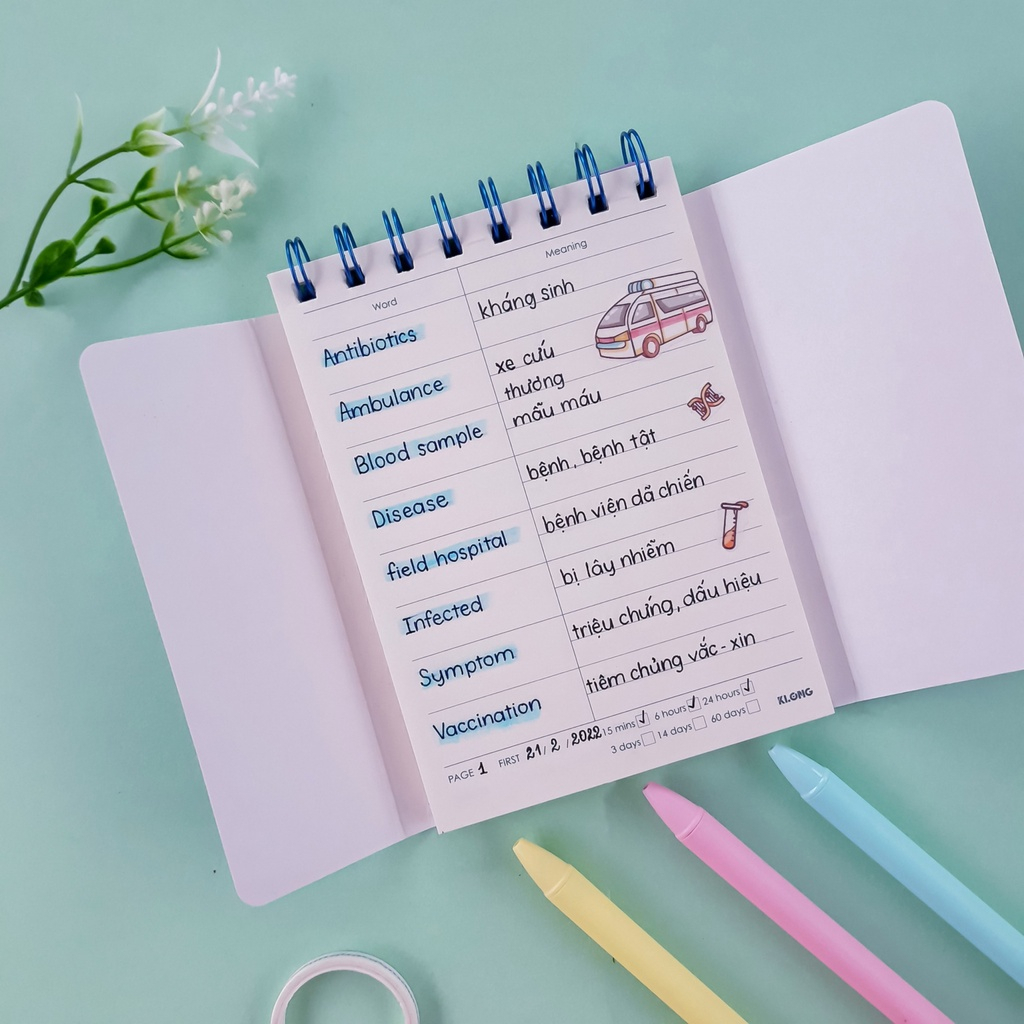 Sổ Klong Word Study A6 120 trang bìa Pastel MS 916