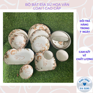 Bộ bát đĩa sứ họa tiết Hoa Hồng 4D-tiết sắc nét,ý nghĩa,men dầy dặn,hàng có sẵn,dùng được vi sóng, có bán lẻ