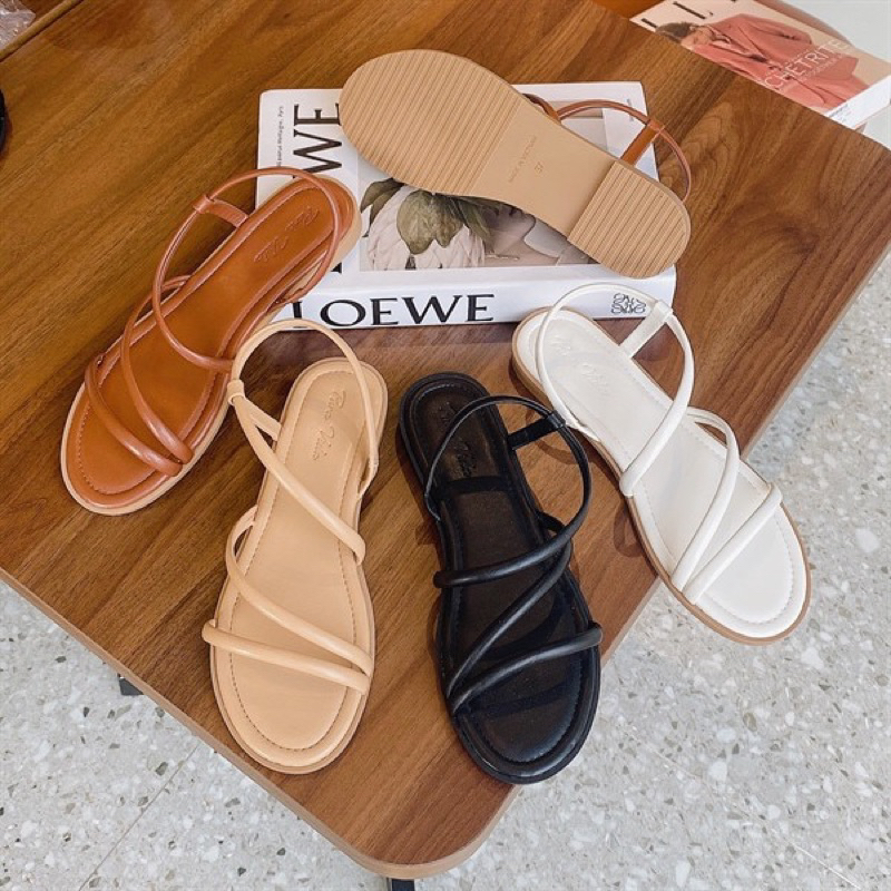 Sandal bệt đi biển dây mảnh siêu xinh đệm đế êm đế TRF chống trơn trượt (ảnh chụp thật)