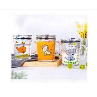 Bình thủy tinh chia vạch kèm ống hút loại nhỏ 300ml