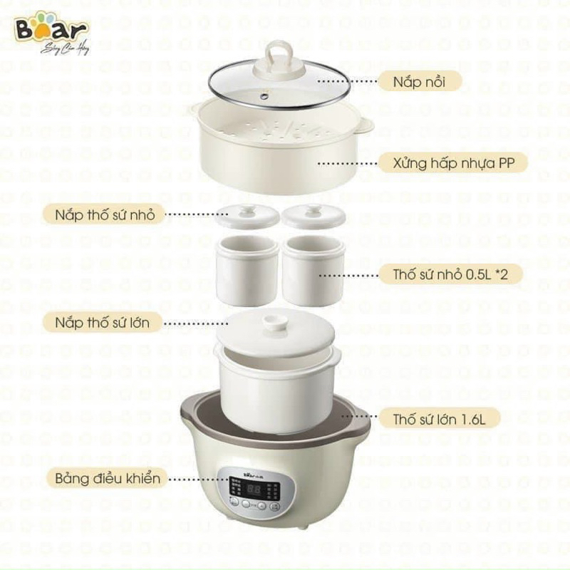 NỒI CHÁO CHẬM BEAR 1,6L