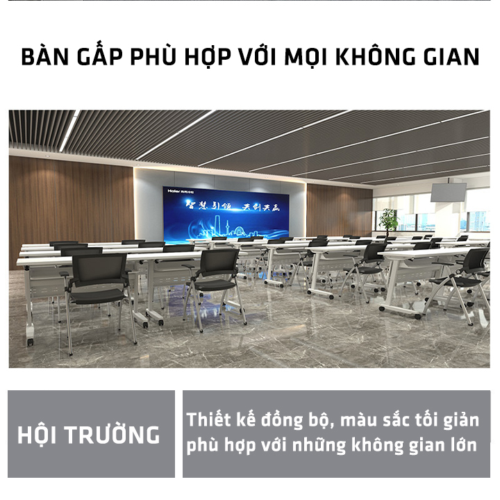 Bàn làm việc gấp gọn , nâng hạ có ngăn kéo dài 120cm , Có bánh xe di chuyển linh hoạt khóa bánh xe thông minh