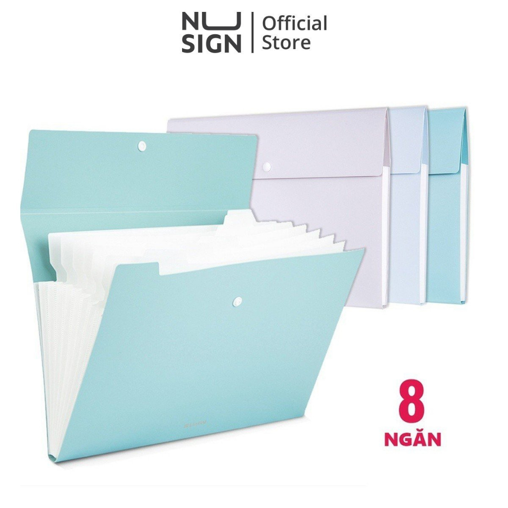 Cặp đựng tài liệu A4 Nusign - 8 ngăn phân trang - file lưu trữ tài liệu - linfini - Xanh Dương / Trắng - 72456