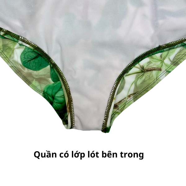 Đồ Bơi Nữ Bikini LANBISHOP Set 3 Món Hoa Xanh Tay Vuông Kèm Khăn Mẫu Mới Oderi Lanbi-211