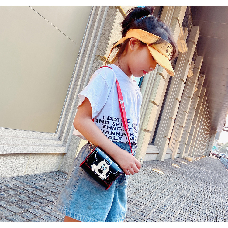 Túi đeo chéo mini da PU DISNEY siêu đẹp cho bé -MÀU ĐEN