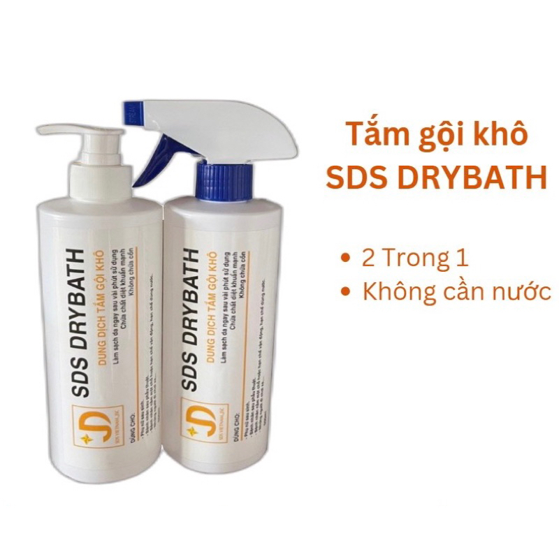 Dung dịch tắm gội khô SDS Drybath 2in1 - Chai 500ml