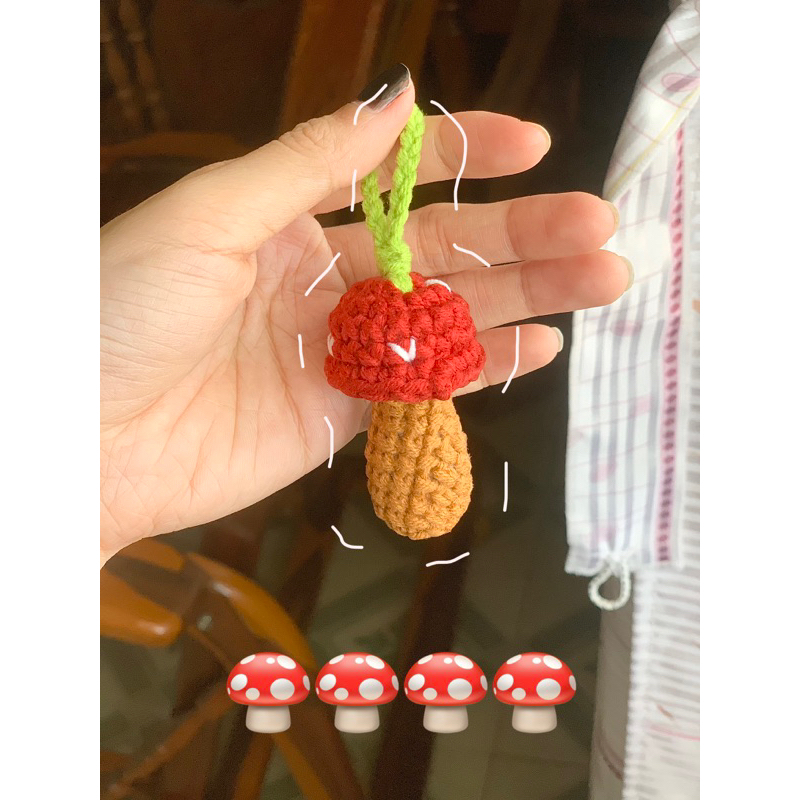 Móc khoá cây nấm mini bằng len handmade 🍄