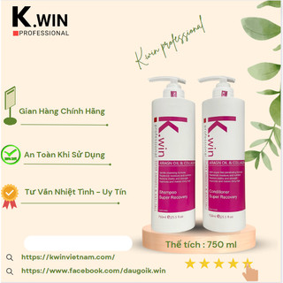 Cặp dầu gội xả K.win thể tích 750ml siêu mềm mượt , siêu lưu hương , phục hồi tóc nát , tóc yếu... Hàng Chính Hãng.