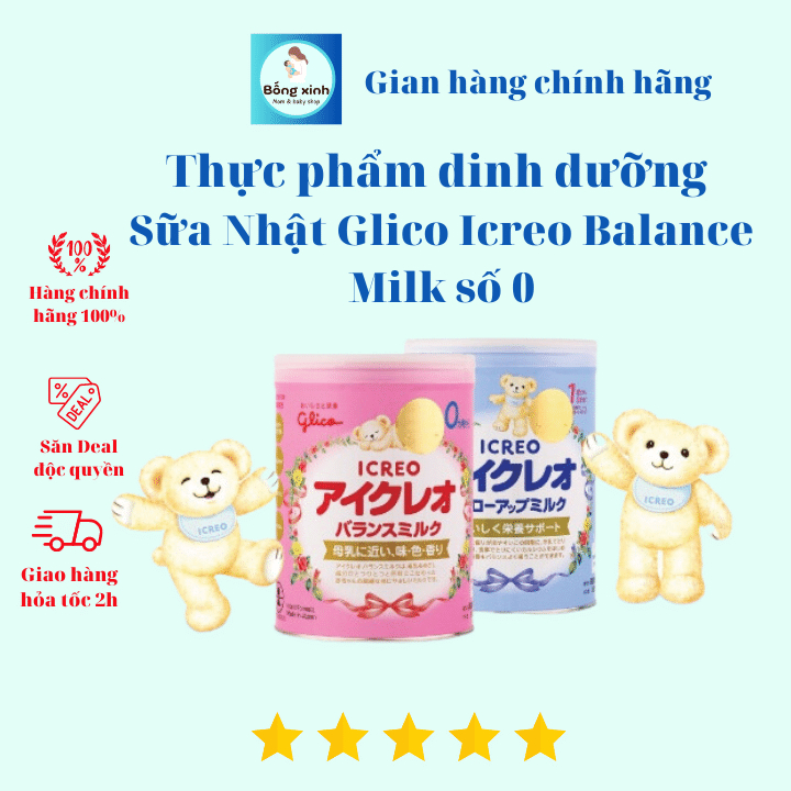 Thực phẩm dinh dưỡng Sữa Nhật Glico Icreo Balance Milk Số 0 Hộp 800g - Dinh Dưỡng Cho Bé Từ 0-12 Tháng