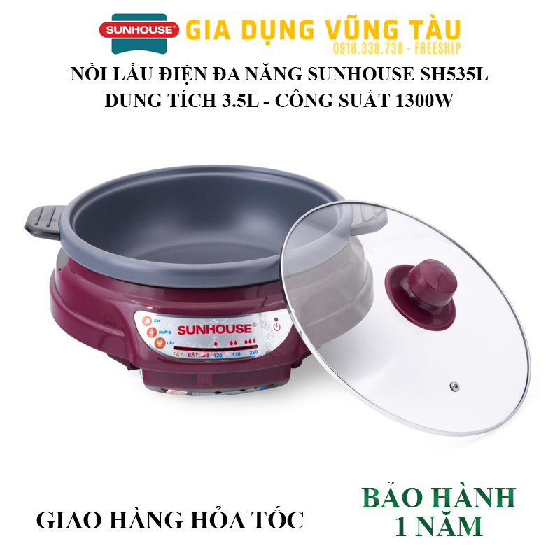 Nồi lẩu điện đa năng Sunhouse SH535L 3.5 lít - Bảo hành chính hãng 12 tháng