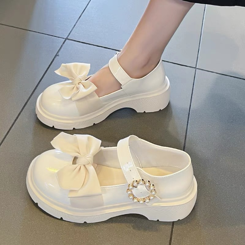 Giày lolita nữ độn đế Da bóng Quai Cài mới