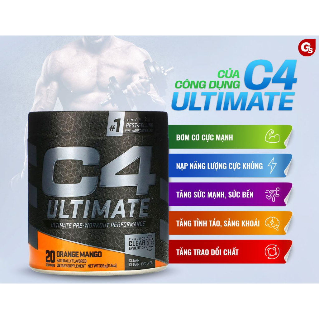 Bột tăng sức mạnh Cellucor C - 4 Ultimate Pre-workout (20 Servings) nhập khẩu Mỹ - Gymstore