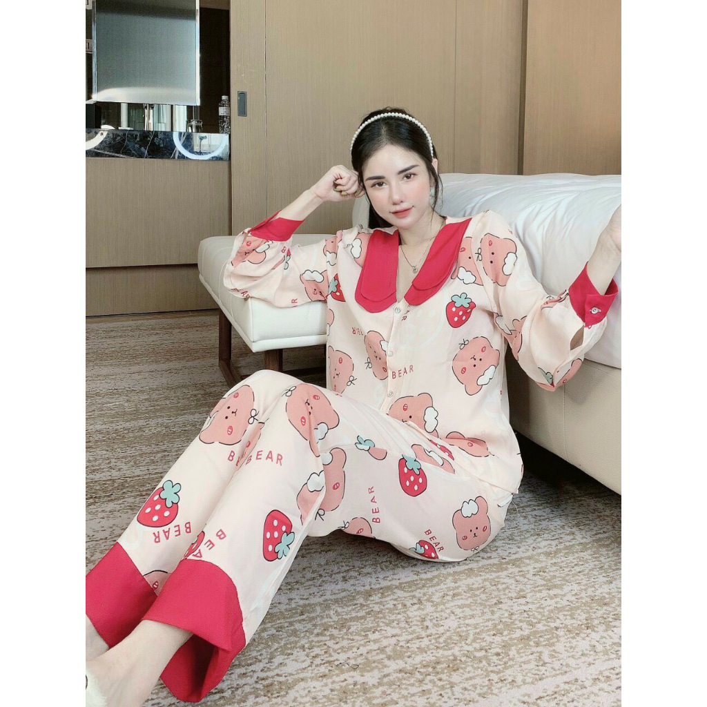 Đồ bộ nữ pijama mặc nhà tiểu thư lụa kate thái ,tay dài quần dài