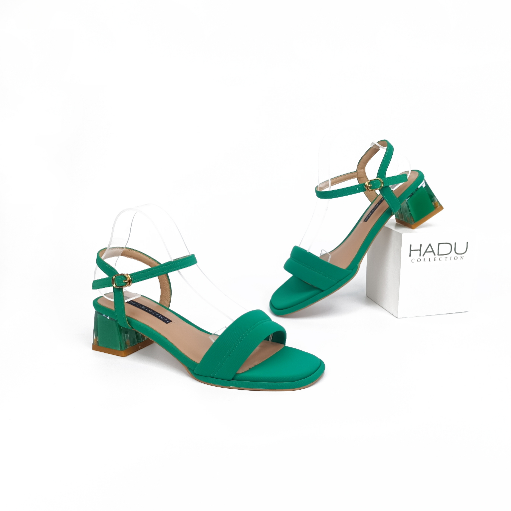 Sandal gót mica vuông 5p một quai bản ngang HADU M596 - BH 24 tháng