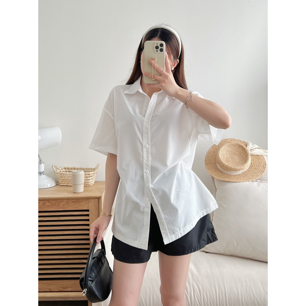 Set sơ mi nhiều màu cộc khuy eo kèm short, set sơ mi thắt eo hottrend