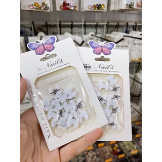 (tách lẻ 1 cái) Sét charm nơ đen trắng dài gắn móng