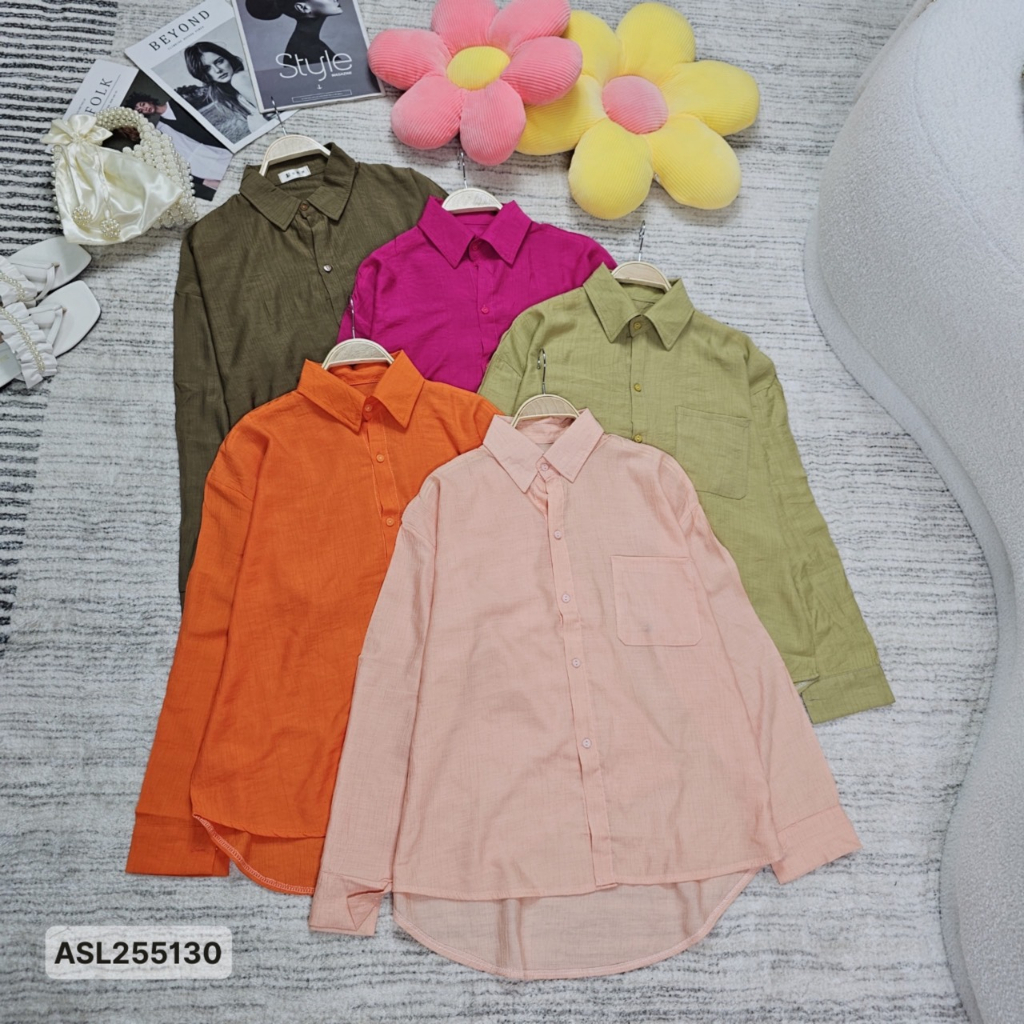 Áo Sơ Mi Unisex 1 Túi Tà Sau Bầu Dài Chất Xô Mềm Dành cho nam Và Nữ