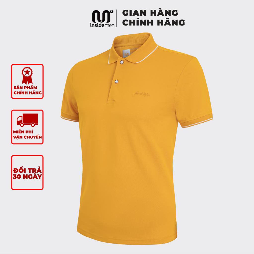 Áo Polo nam có cổ basic INSIDEMEN vải cá sấu Polyester ECO CAFÉ nam tính chỉn chu sang trọng IPSR06