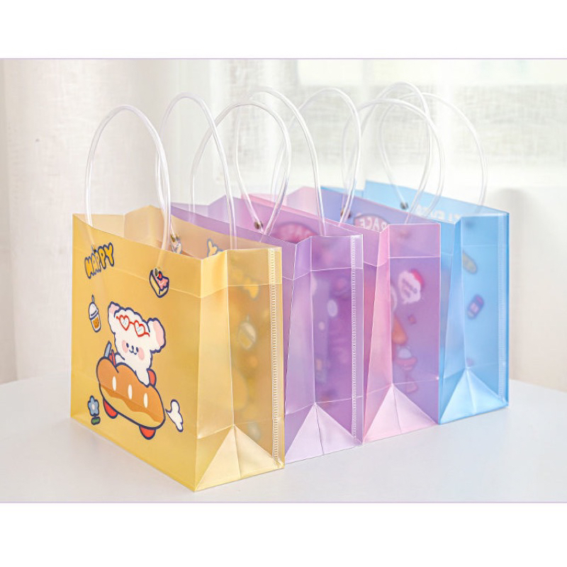 Túi đựng quà tặng, đựng đồ, bánh kẹo, túi đa năng hình gấu, thỏ dễ thương chất liệu nhựa có thể tái sử dụng nhiều lần