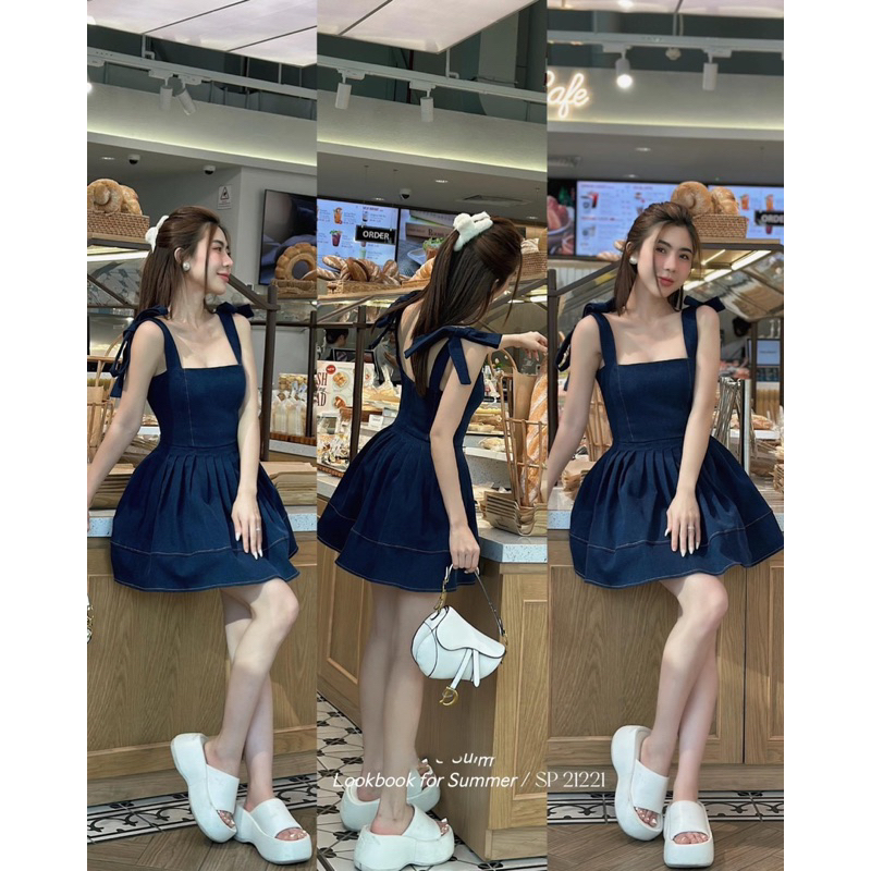 ĐẦM JEAN XOÈ 2 DÂY BẢN TO